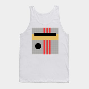 Geometric Abstract Minimal in Gold Black and Red Tank Top